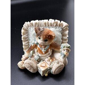 Vtg 1995 1990s Calico Kittens figurine Hello Little One Enesco Baby